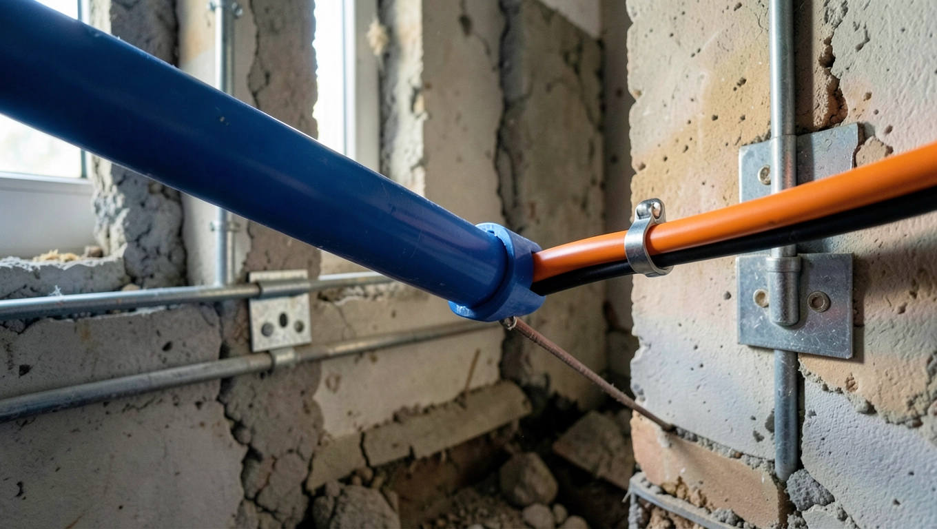 krzyżowanie instalacji wodnej i elektrycznej
