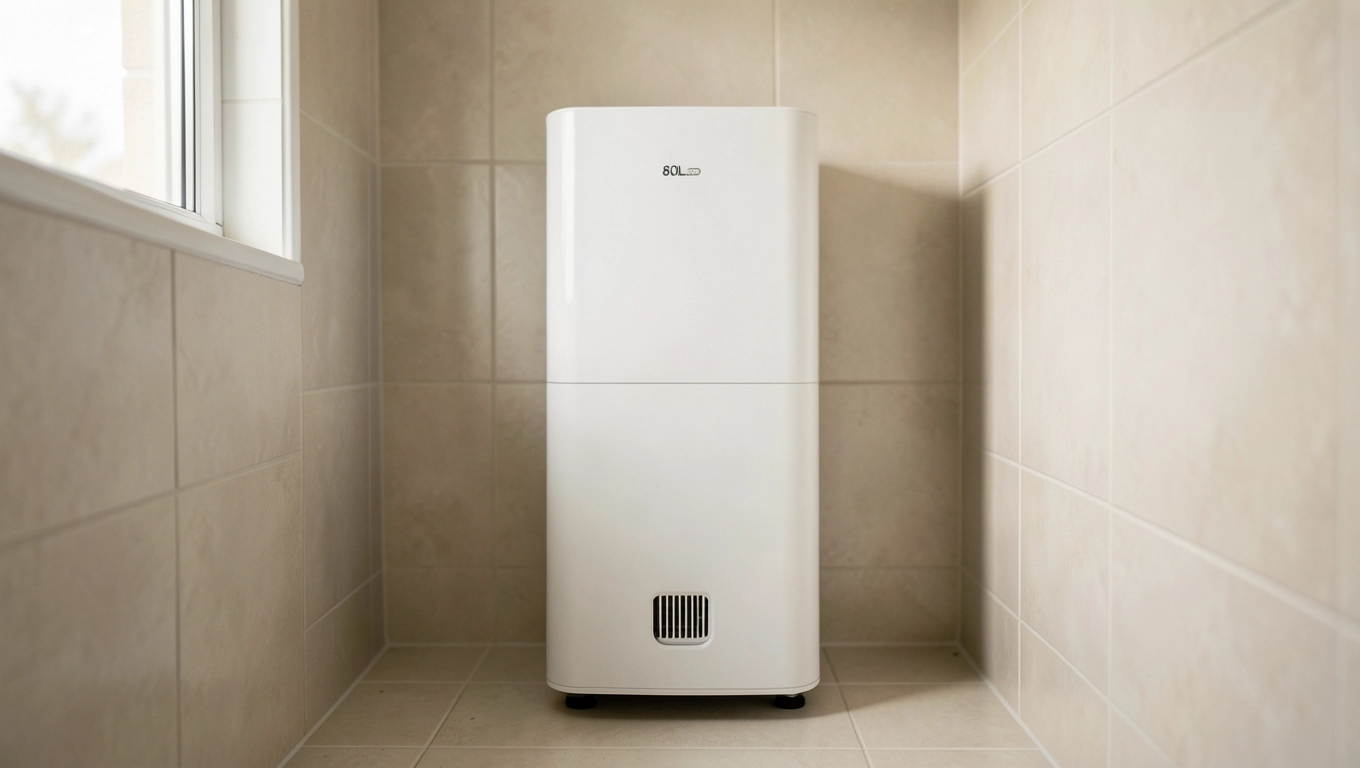 Płaski bojler elektryczny stojący 80 l do małej łazienki