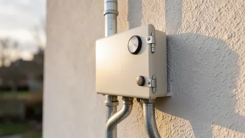 skrzynka elektryczna na zewnątrz budynku