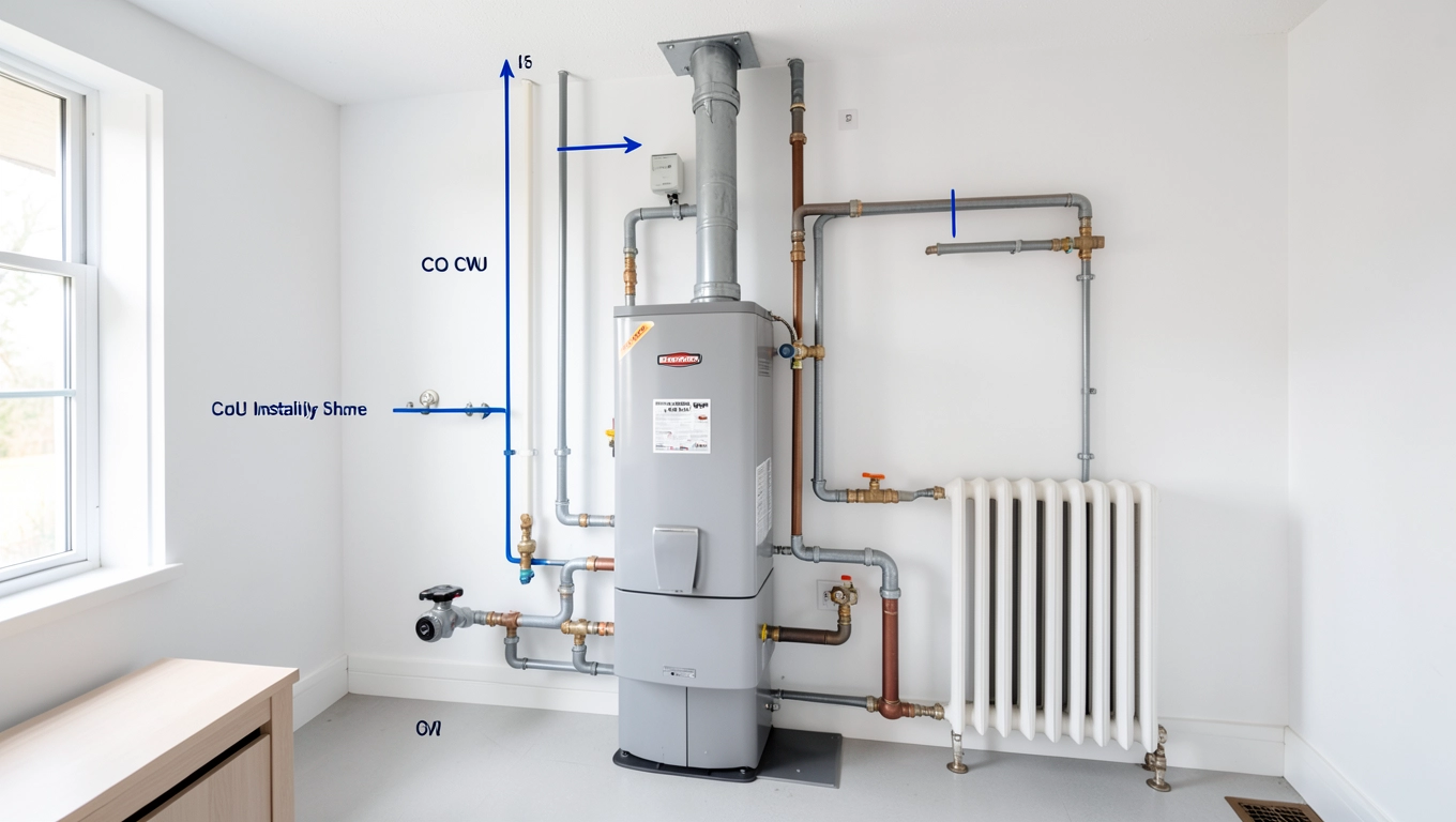 schemat instalacji co i cwu w domu jednorodzinnym