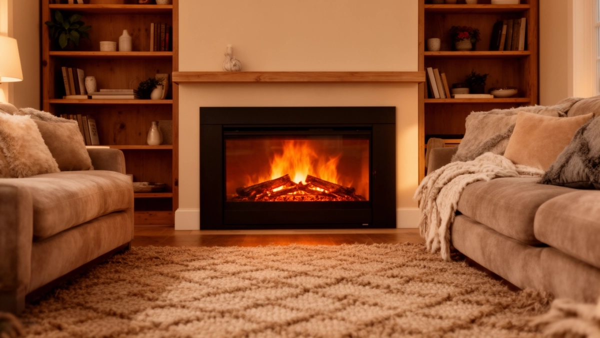 aranżacje salonu z kominkiem elektrycznym