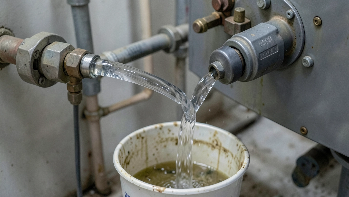 Ponowne płukanie instalacji CO wodą