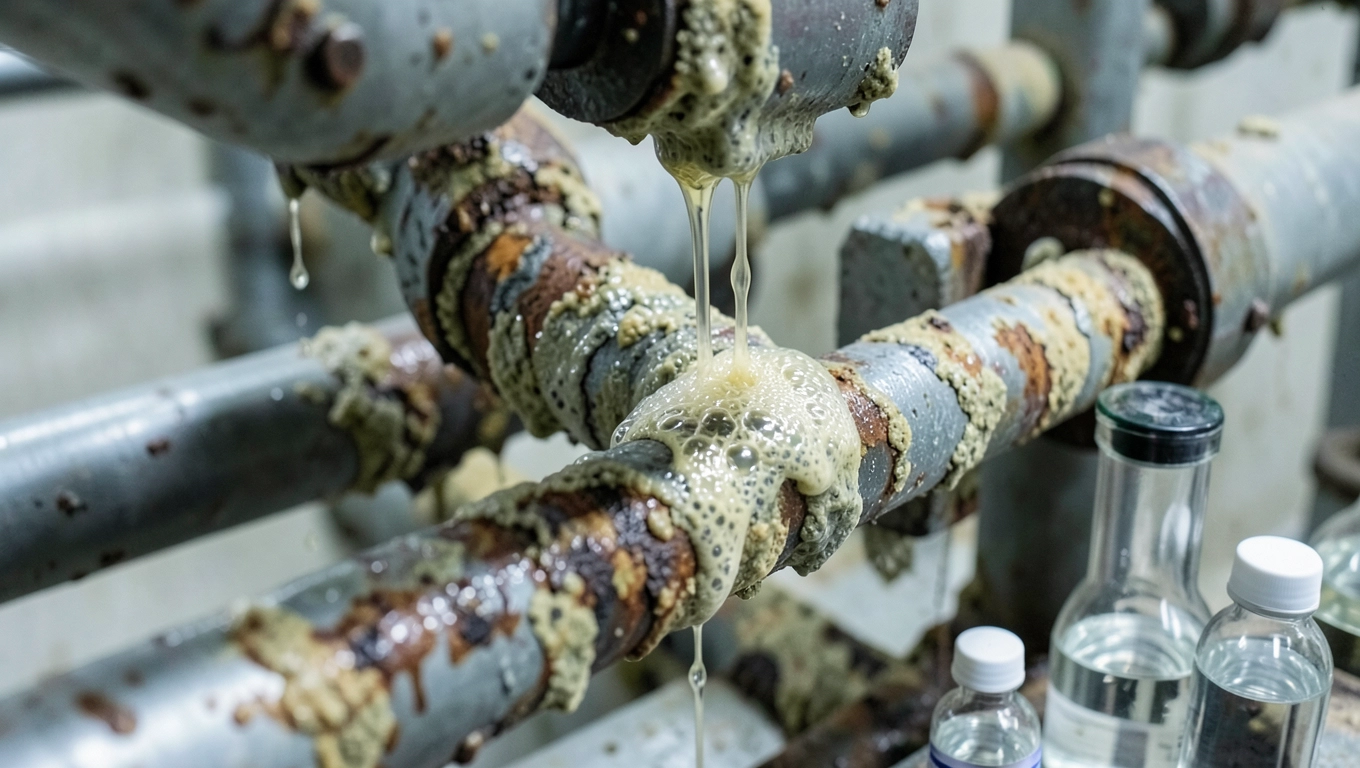 Proces chemicznego czyszczenia rur wodnych