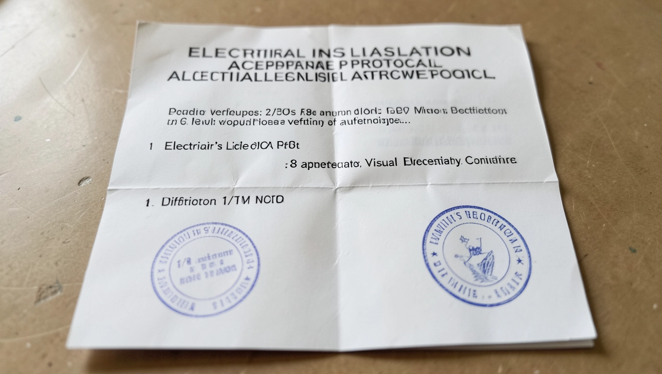 protokół odbioru wewnętrznej instalacji elektrycznej lub oświadczenie elektryka  kopia uprawnień