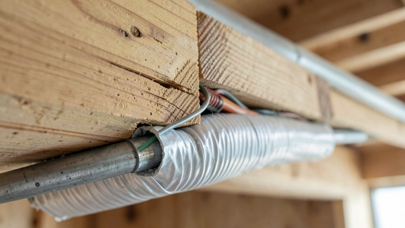 Prowadzenie przewodów w konstrukcji drewnianej