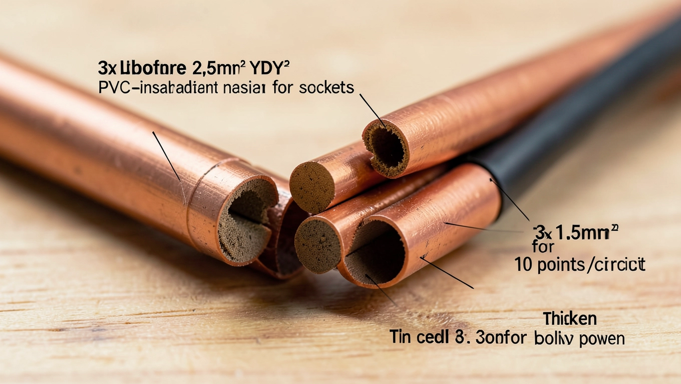 Przekroje przewodów do instalacji drewnianej