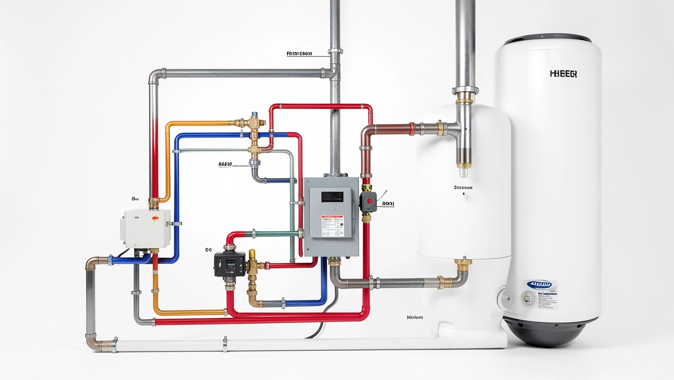 schemat instalacji co w układzie otwartym z buforem