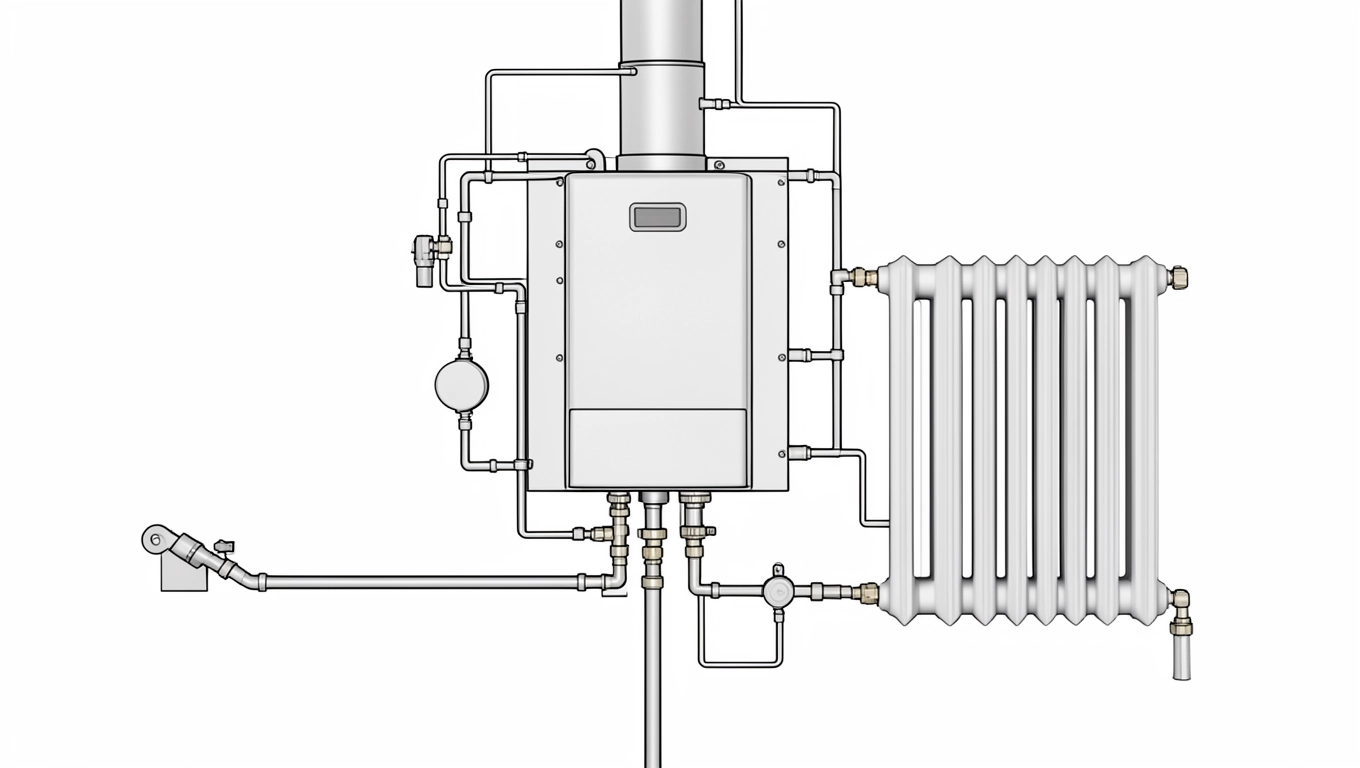 schemat instalacji co z kotłem gazowym