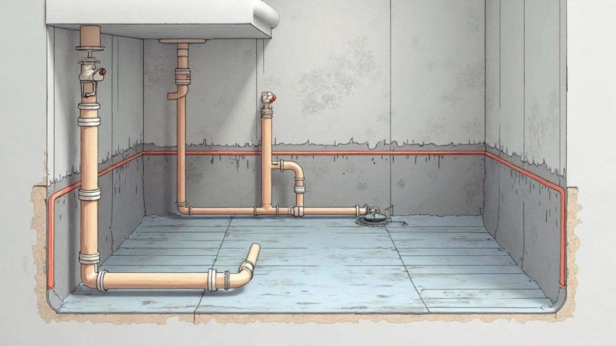 Schemat instalacji sanitarnej w domu parterowym