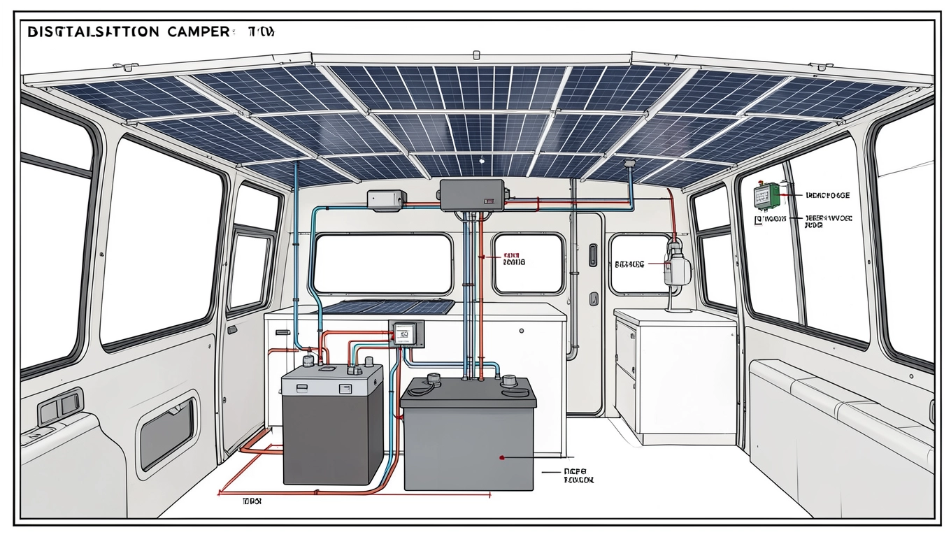Schemat instalacji solarnej w kamperze