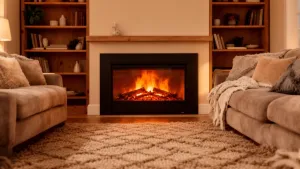 aranżacje salonu z kominkiem elektrycznym
