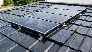 instalacja paneli fotowoltaicznych na dachu pokrytym blachodachówką