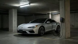 ładowanie samochodu elektrycznego w garażu podziemnym