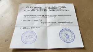 protokół odbioru wewnętrznej instalacji elektrycznej lub oświadczenie elektryka  kopia uprawnień