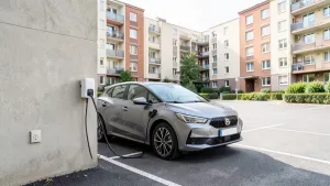 samochód elektryczny w bloku