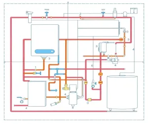 schemat instalacji co i cwu w domu jednorodzinnym