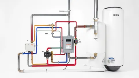 schemat instalacji co w układzie otwartym z buforem