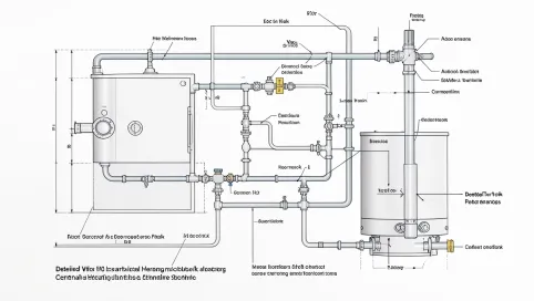 Schemat instalacji co z buforem i pompą ciepła