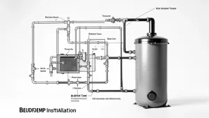 schemat instalacji pompy ciepła z buforem