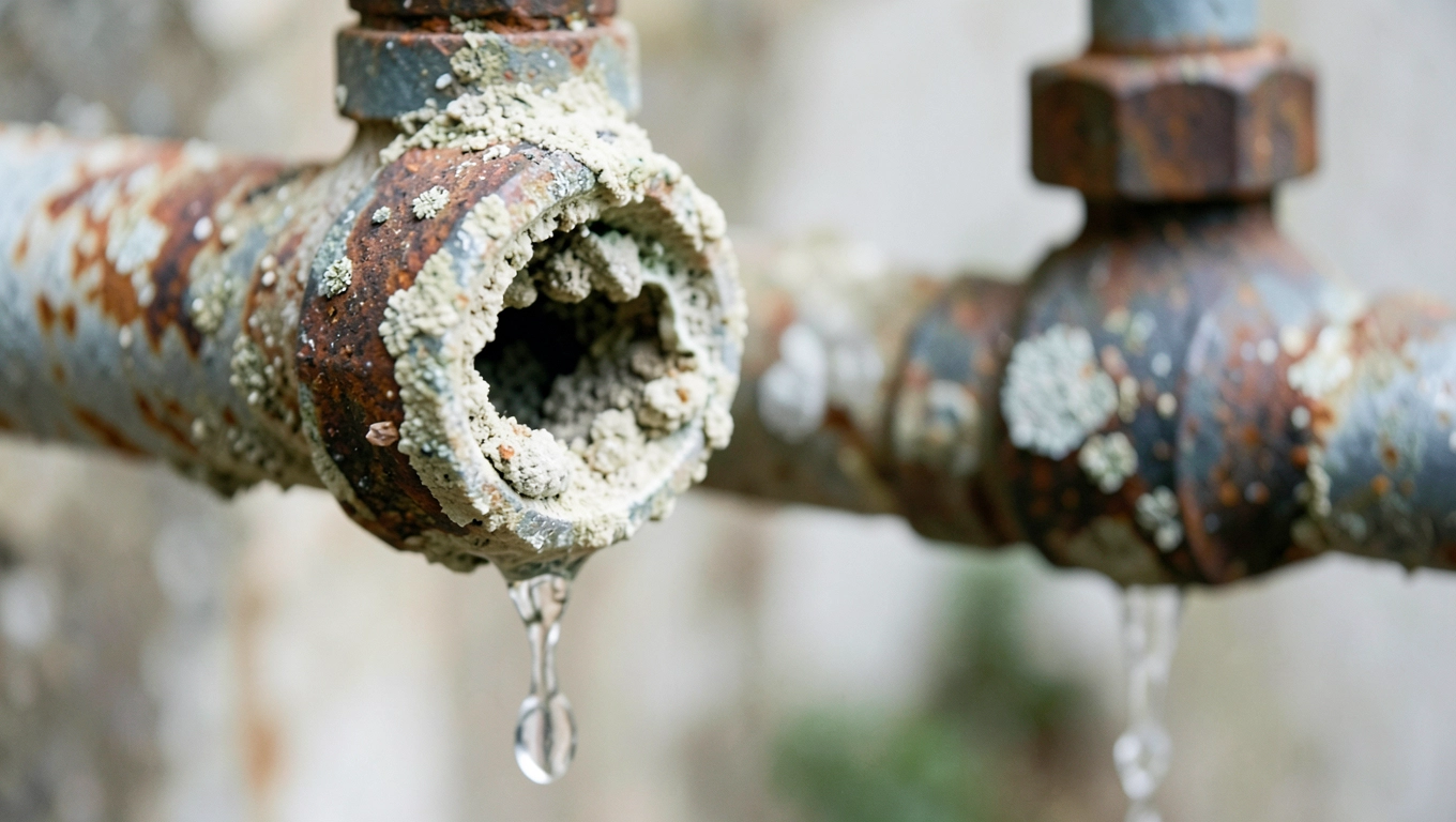 Spadek wydajności przez zabrudzone rury wodne