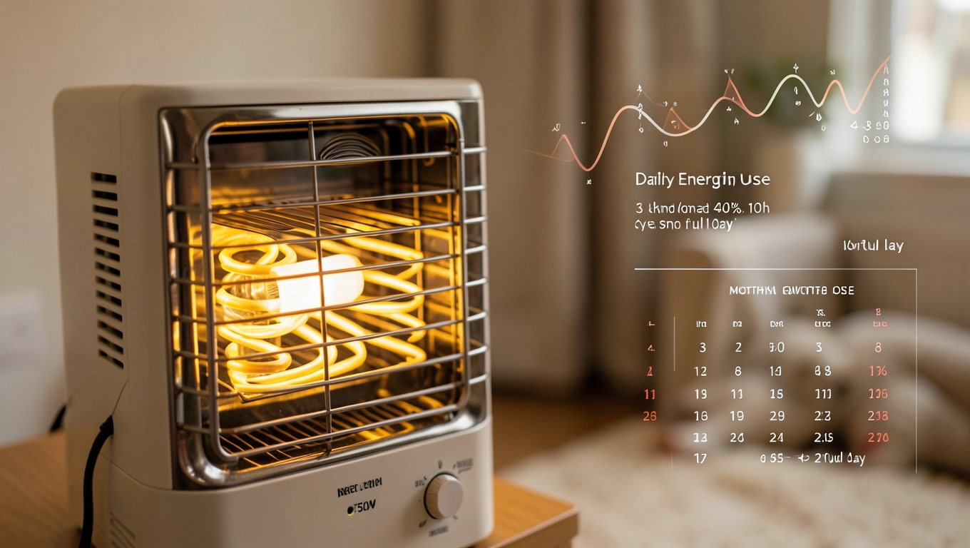 Zużycie energii grzejnika 750W na dobę i miesiąc